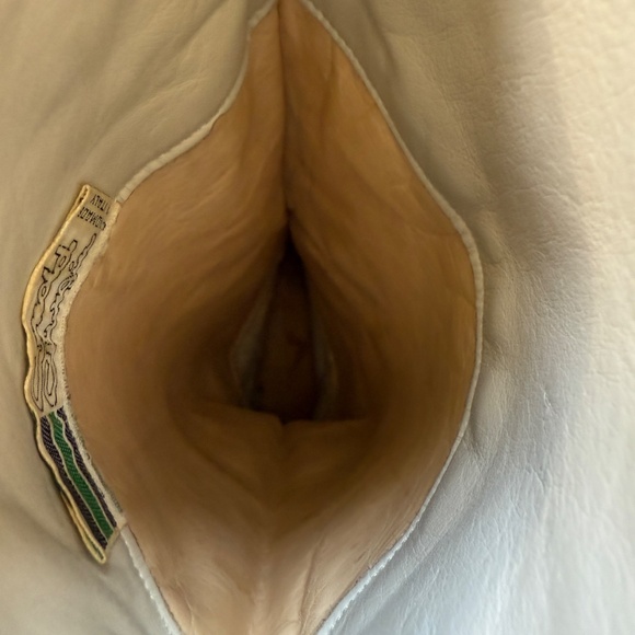 Statement Vintage 70s knee-high boots in creamy white leather with bold multicol - Picture 11 of 12